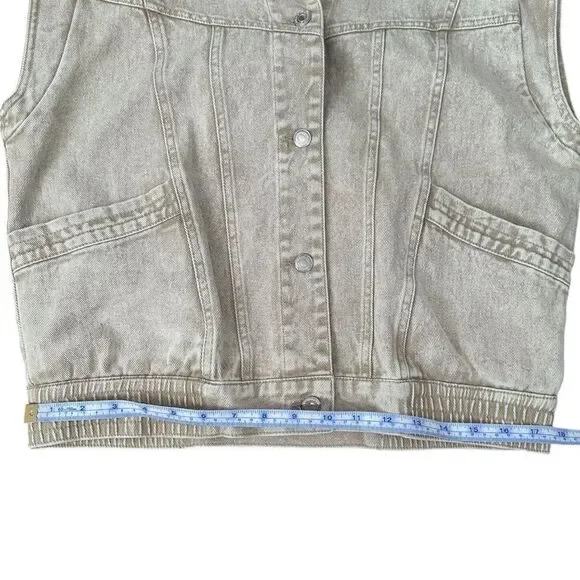 NWT Elan Joy Vest Tan Wash Button Down Denim with Pockets Sz Med - Picture 14 of 14